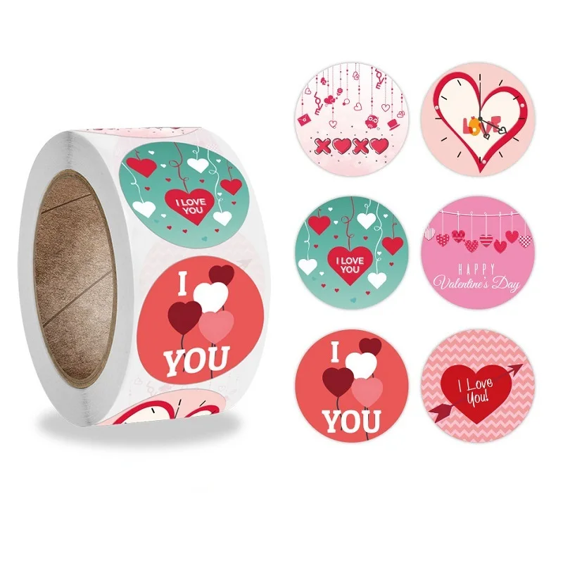 

Happy Valentines Day Stickers Gift Sealing Labels Love Heart Paper Sticker Lovers Present for Festival Party Packaging Supplies