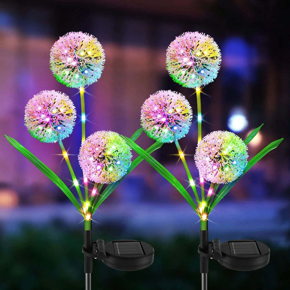 

2pcs 36LED Full Blooming Dandelion Flower Lights Waterproof Courtyard Stake Patio Solar Powered Light Decoration