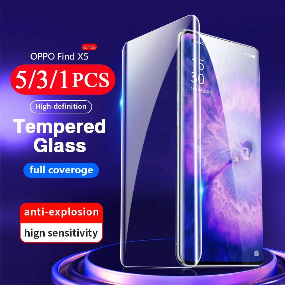 

5/3/1 шт. полное покрытие УФ-стекло защитная пленка для OPPO Find X3 X2 pro X5 X УФ закаленное стекло Защита для экрана телефона HD смартфон