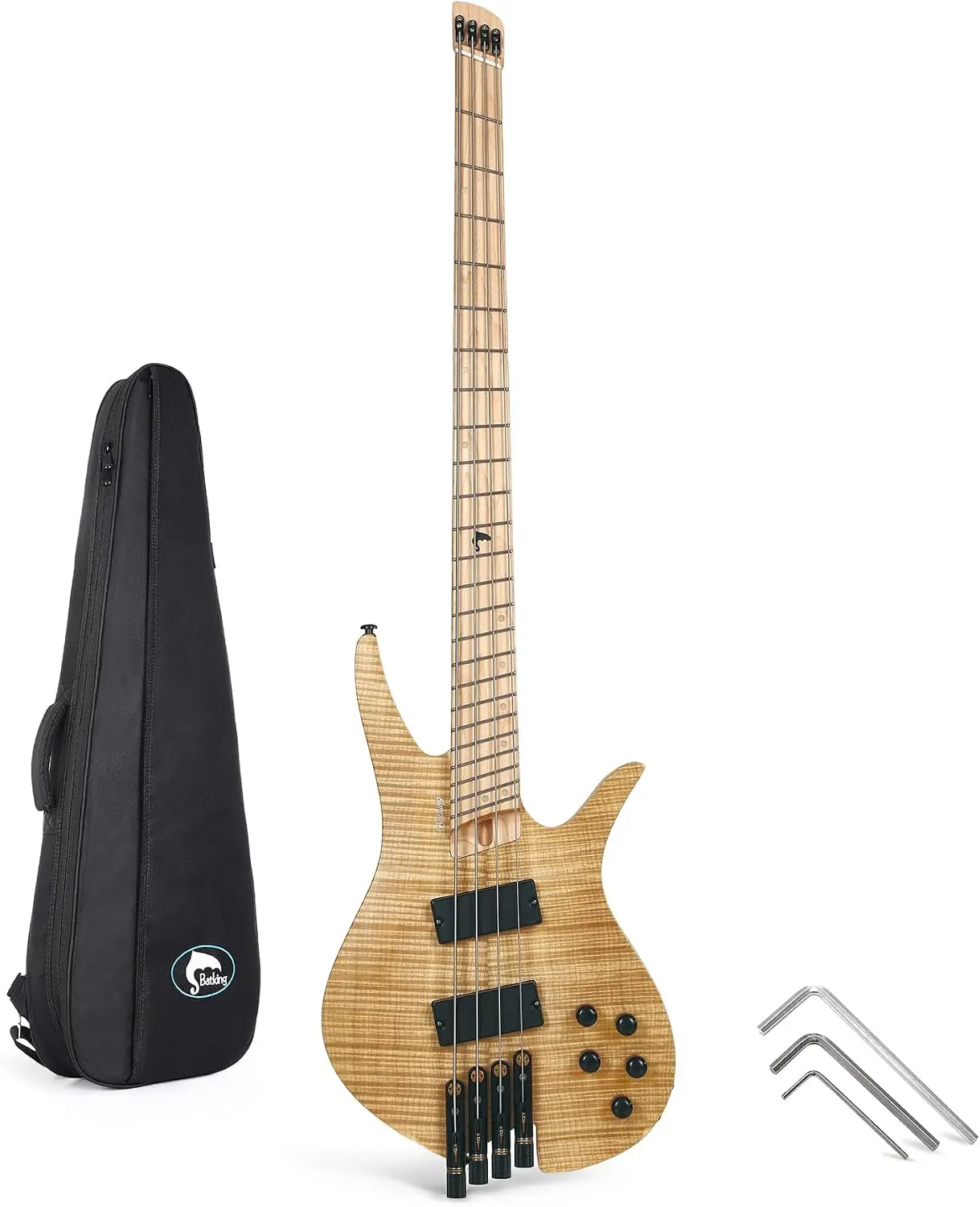 Фото Электрогитара Batking Travel Headless Bass, 4 струны, фиксированный бридж, с чехлом для переноски №1