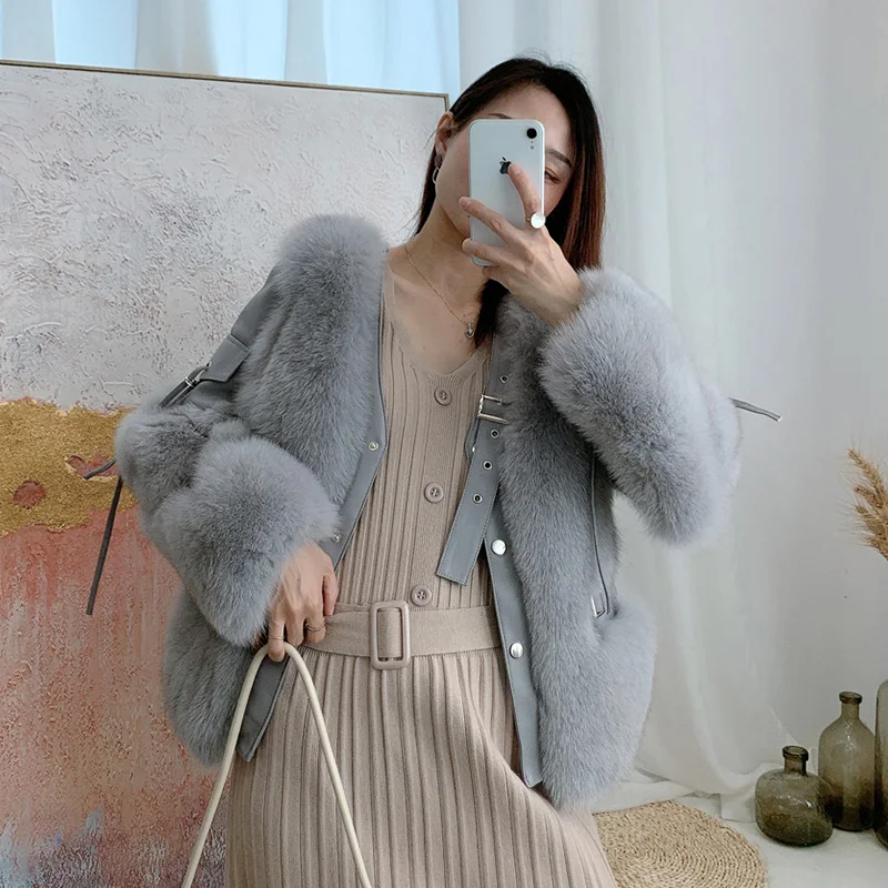 Korean Style Warm Fox Faux Fur Coat Jackets for Women Vintage Patchwork Overcoat Female 2022 Winter Eco Fur Coat Fluffy Jacket