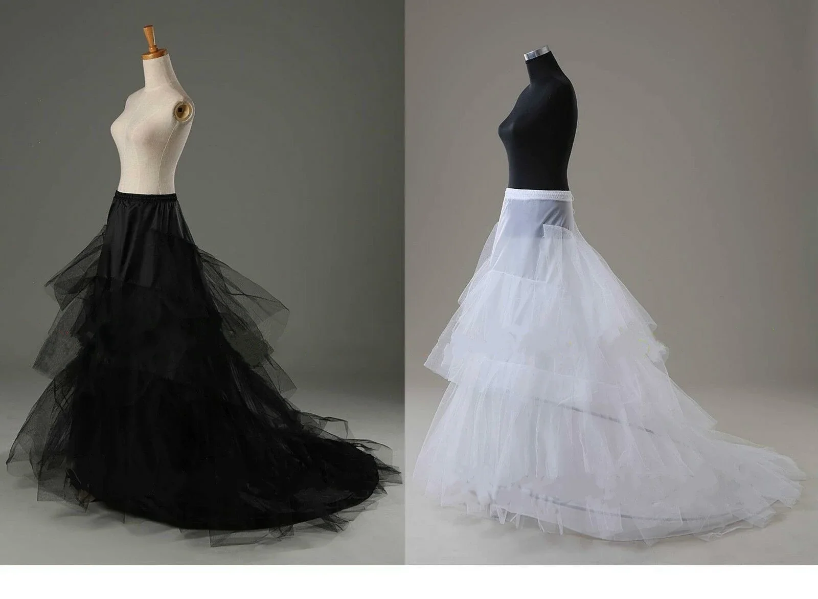 Белый/черный 2-кольцевой шлейф свадебная нижняя юбка кринолиновая комбинезоны