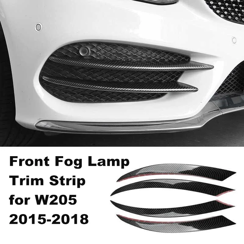 

For Mercedes Benz C Class W205 C43 AMG C180 C200 15-18 Front fog lamps cover grille slats lights Sticker decoration strips