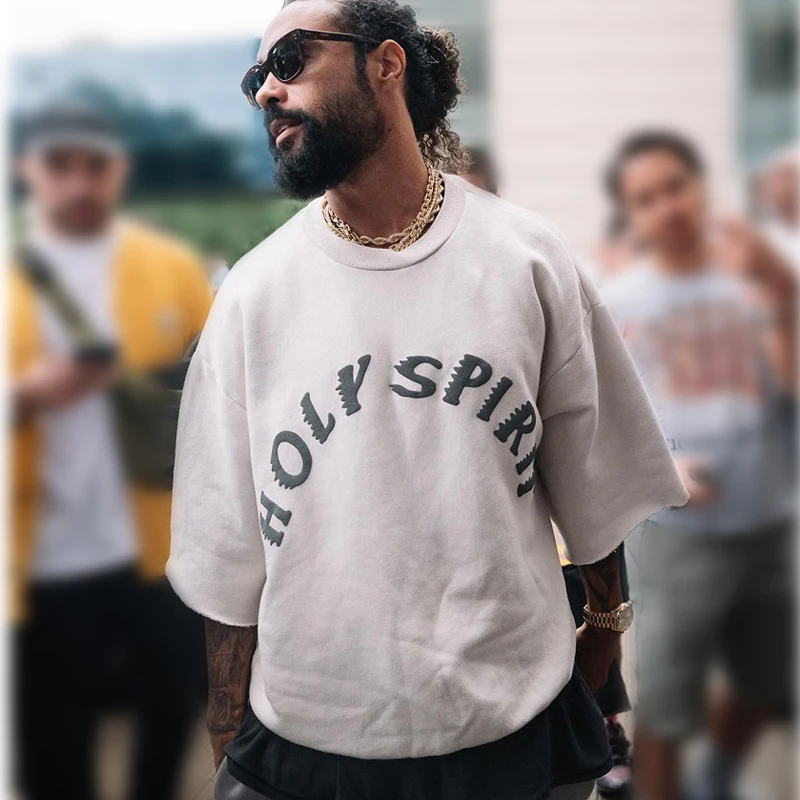 

KANYE Sunday American High Street Washed Men Women 1:1 Short-sleeved T-shirt CPFM Sunday KANYE Grandpa Foam Printing T-shirt