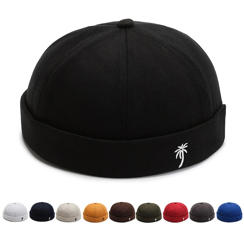 

Vintage Dome Hat Skullies Cap Brimless Soft Top Hats Hip Hop Hats Beanie Cap Street Solid Color Docker Hat Winter Hat For Women