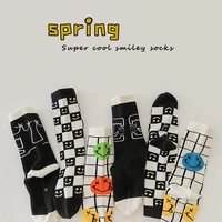 2022 spring girls flowers short socks childrens cartoon tube stockings baby cute half hose boys lattice breathable knee socks