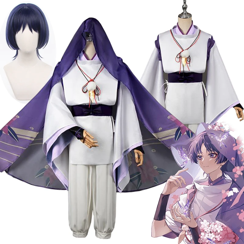 

Game Genshin Impact Scaramouche Cosplay Costume Wanderer Scaramouche Kimono Wigs Suits Halloween Party Clothes Costumes