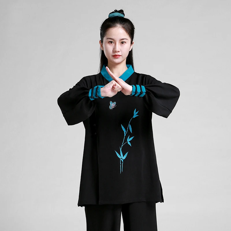 

Одежда Wushu, платье кунг-фу, униформа для боевого искусства, одежда тайчи, женская одежда ручной росписи, Кун мастер, новый стиль 2023, черный