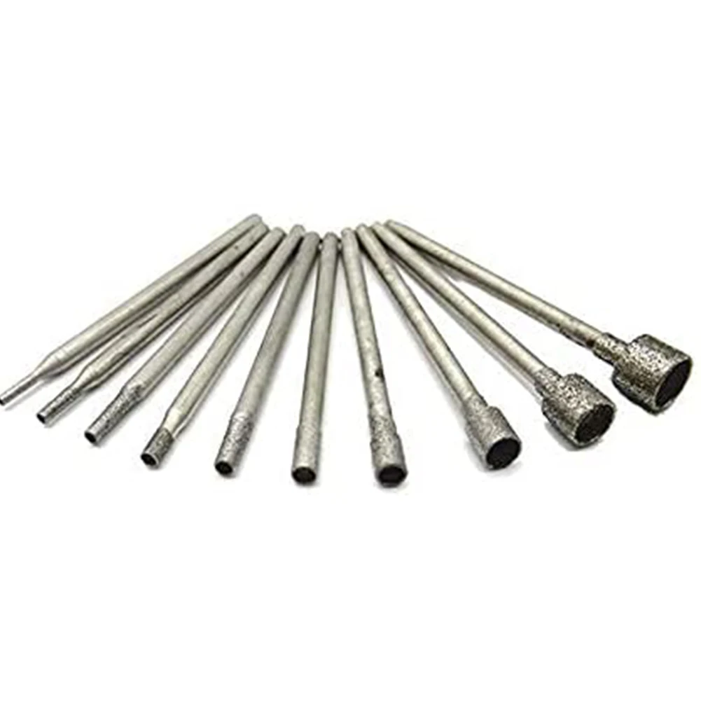 

10PCS 0.8-5mm 2.35mm Shank Diamond Burr Core Bits Grinding Head Rotary Tool For Jade Ceramic Glass Grinding Engraving Drilling