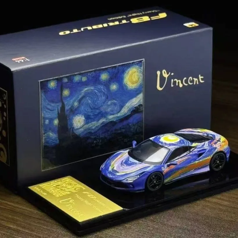 Фото Коллекционная модель автомобиля Karium Diecast 1:64 Ferrari F8 Limited Edition из сплава, с покраской «Звездное небо», подарок для коллекционеров №2