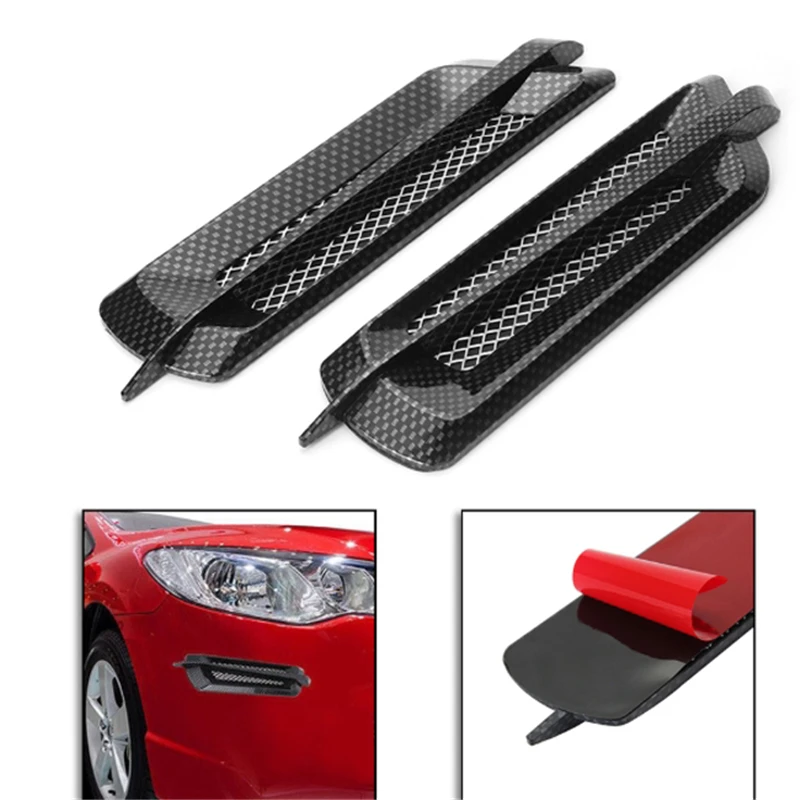 

2Pcs ABS Plastic Sticker Car Carbon Fiber Side Air Flow Intake Grille Vent Fender Cover Shark Gill Sticker DIY Car Styling