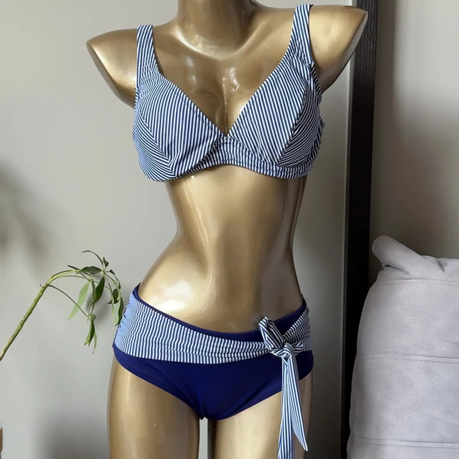 Однотонное Сетчатое слитное бикини с V-образным вырезом женский сексуальный