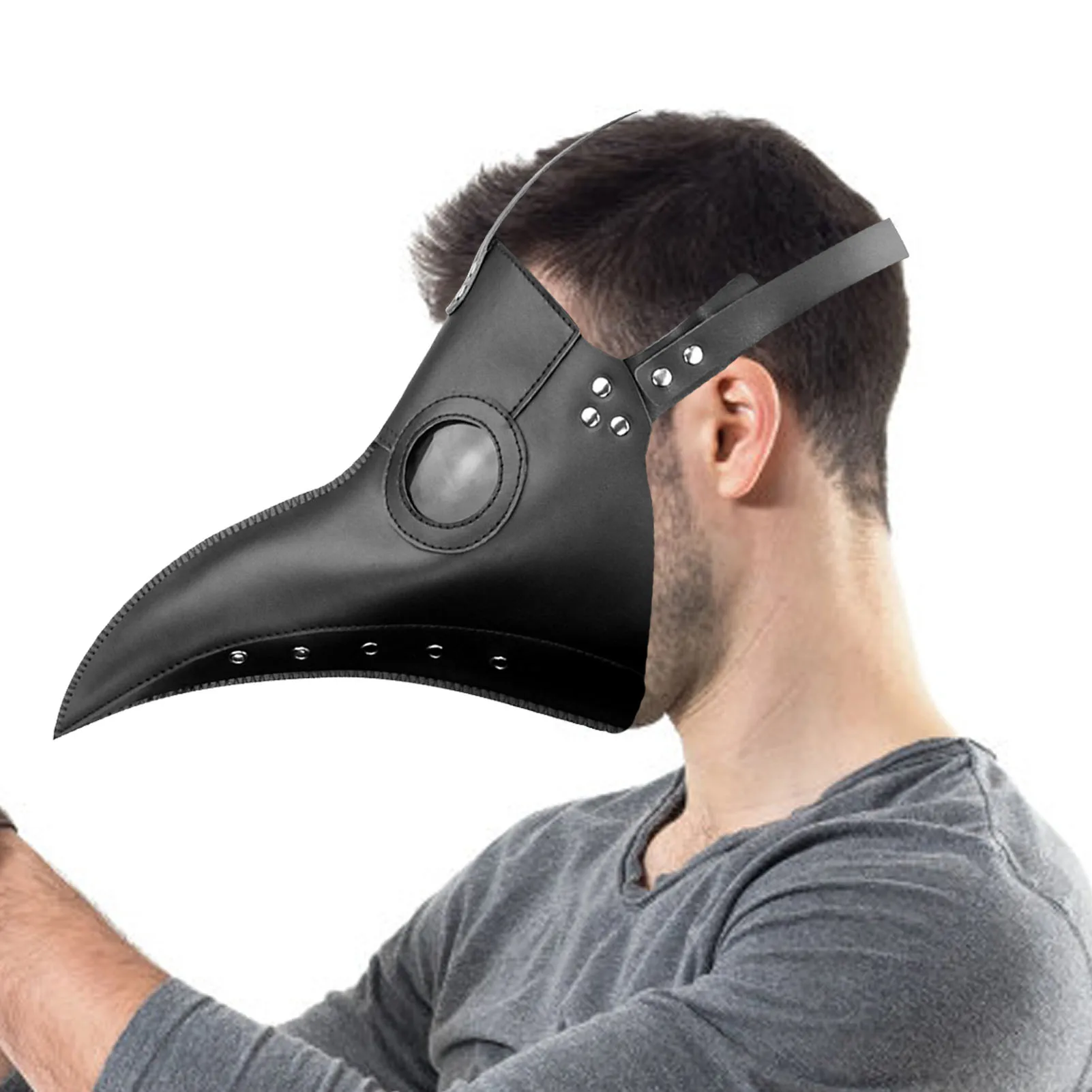 

Plague Doctor Masquerade Gothic Style Retro Doctor Bird Nose Masque PU Leather Steampunk Props For Halloween Parties