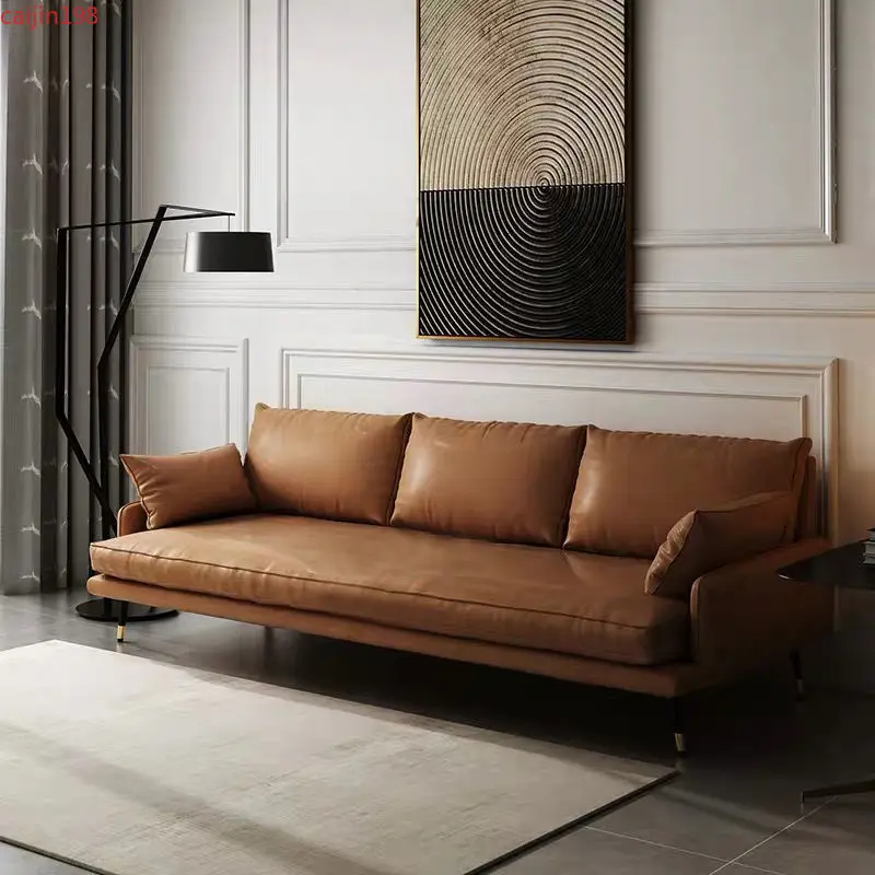 

Личный светлый роскошный кожаный диван на заказ, Скандинавская современная технология, тканевый художественный диван для трех человек, для...