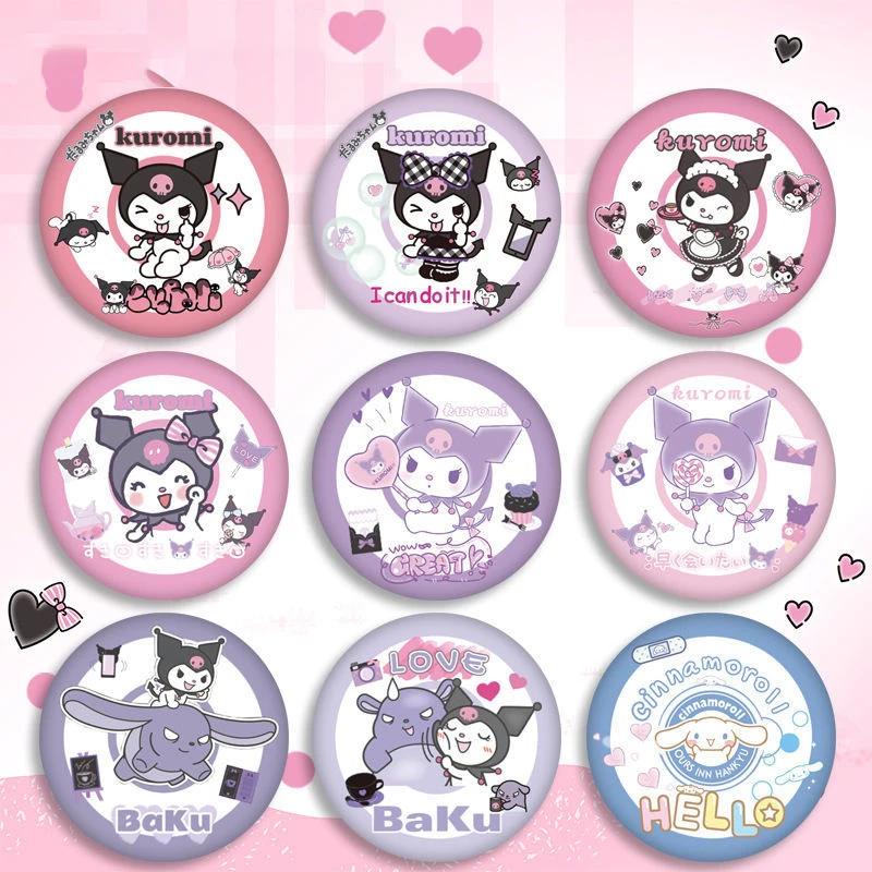 

Kawaii My Melody Cinnamoroll Kuromi KT Sanrioed милая искусственная преппи кошка круглая брошь значок подарок на день рождения