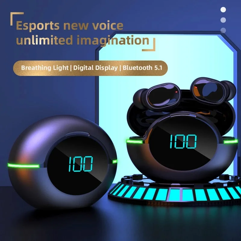 

E-sports5.1Bluetooth стереогарнитура с шумоподавлением, водонепроницаемая гарнитура с микрофоном с низкой задержкой, высокая производительность, б...