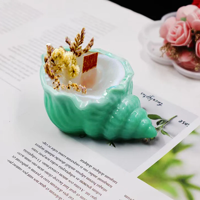 

3D Conch Candle Jar Silicone Molds DIY Crystal Epoxy Plaster Concrete Storage Box Home Decoration Crafts Flowerpot Making