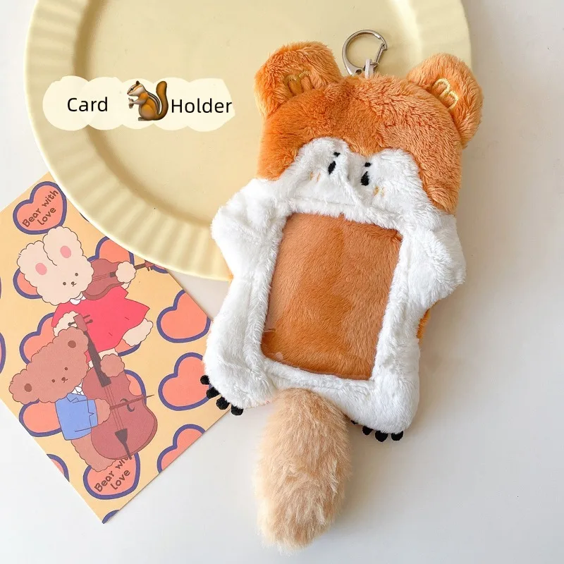 

Симпатичная мультяшная белка, плюшевая флейта, подвеска, портативная карта для автобуса, разрешение на работу, карта для еды, защитный чехол