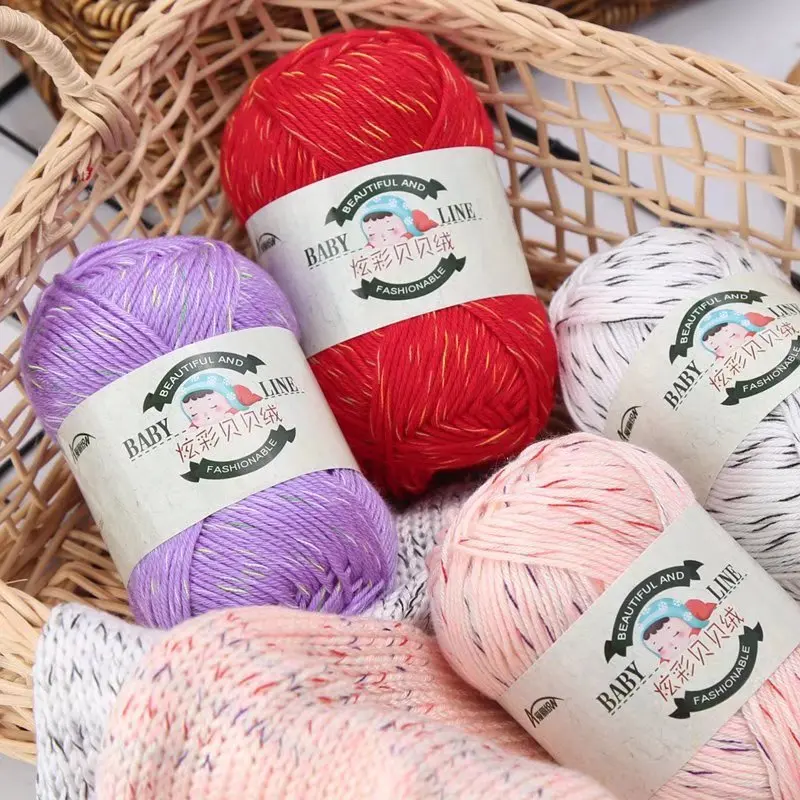 

Colorful Velvet Baby Line Silk Protein Wool Skin Friendly Hand Woven Medium Thick Baby Thread Scarf Hat Thread Cotton Thread