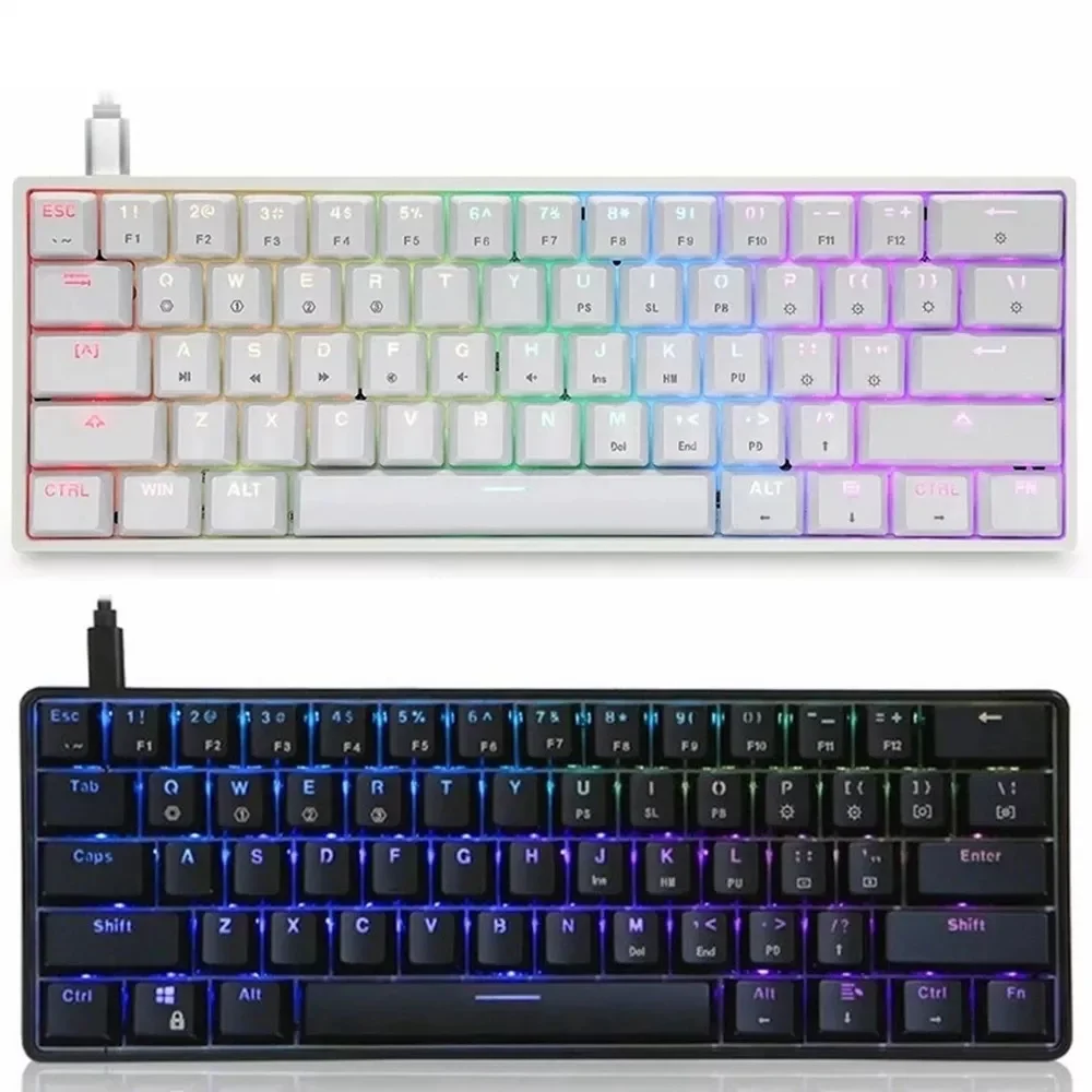

2022 Mini Portable 60% Mechanical Keyboard Wireless Bluetooth Gateron Mx RGB Backlight Gaming Keyboard GK61 SK61 For Desktop