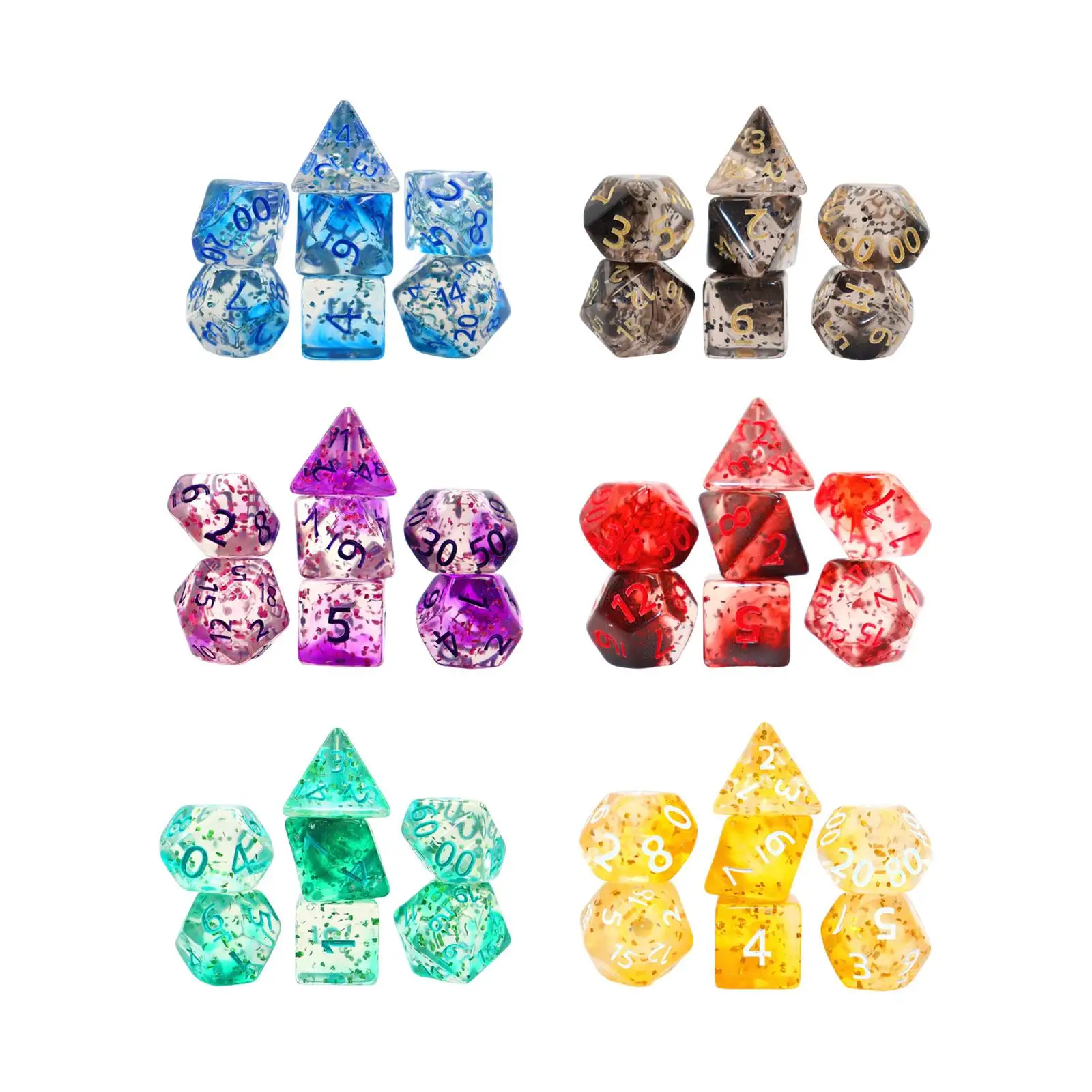 

7Pcs Polyhedral Dices Set D6 D4 D8 D10 D12 D20 for Tabletop Adventure Games
