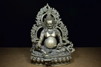 11 tibetan temple collection old bronze gilt silver backlight yellow god of wealth buddha huang caishen sitting buddha