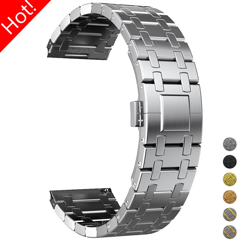 

20mm 22mm Metal Strap for Huawei Watch 4 Pro GT3 46mm Stainless Steel Band for Samsung Galaxy Watch 6 5 4 5Pro 6Classic Gear S3