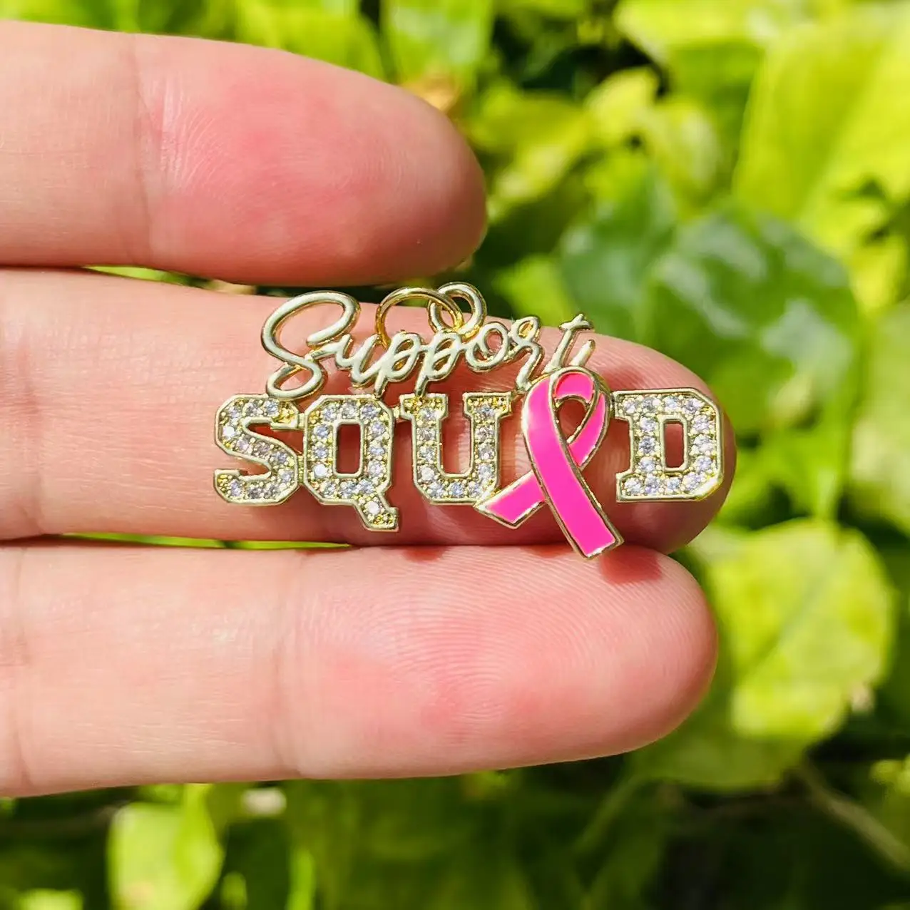 5 шт./лот розовая лента с цирконием поддержка отряд подвески для осведомленности