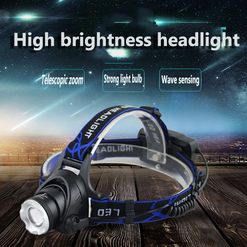 Usb rechargeable built-in battery COB LED strong headlight super bright head-mounted search flashlight  led camping lamp