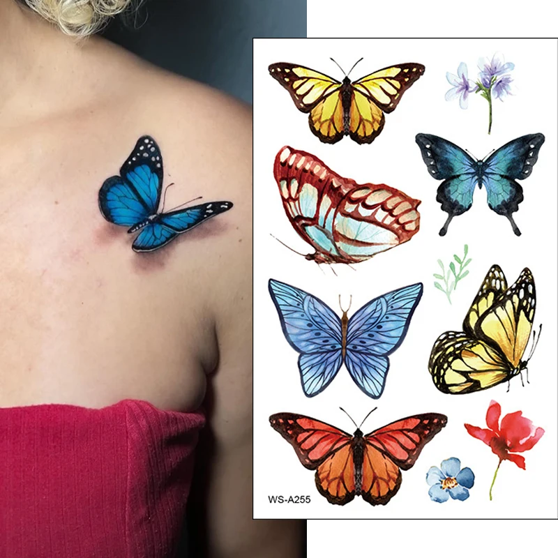 

1PCS 3D Butterfly Temporary Tattoo Sticker for Women Girls Body Art Flash Tattoo Stickers Waterproof Kids Cartoon Tatoo Sticker