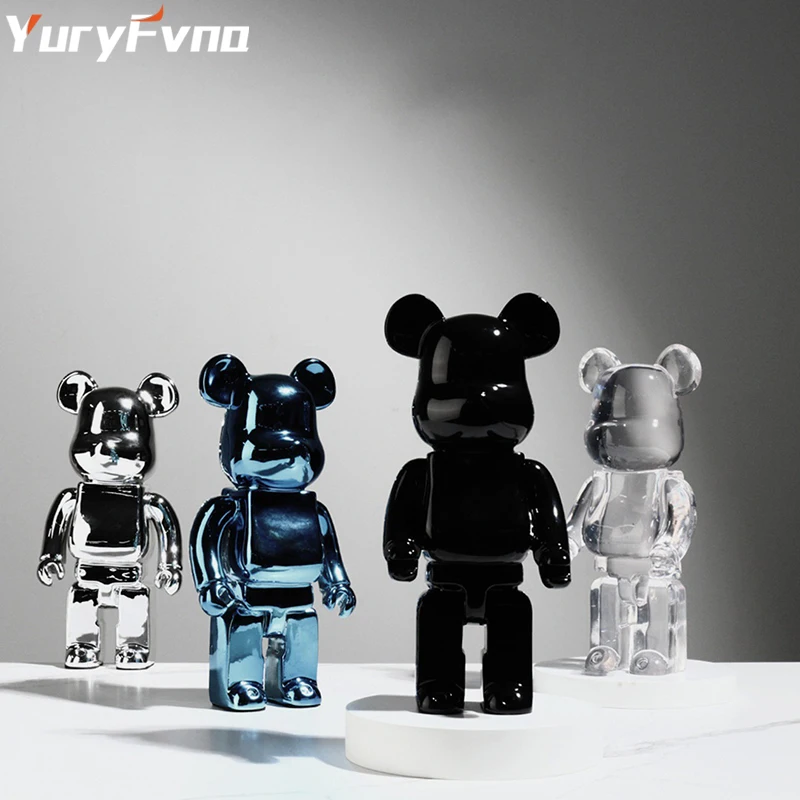 

YuryFvna 26mm Graffiti Bear Figurine Home Decoration Animal Statue Keys Storage Shelf Modern Room Sculpture Table Decor