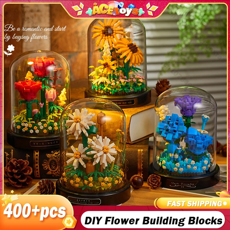 

DIY Micro Flower Building Blocks Mini Bricks Particles Eternal Life Flowers Home Decoration Assembling Puzzle Toy Children Gift