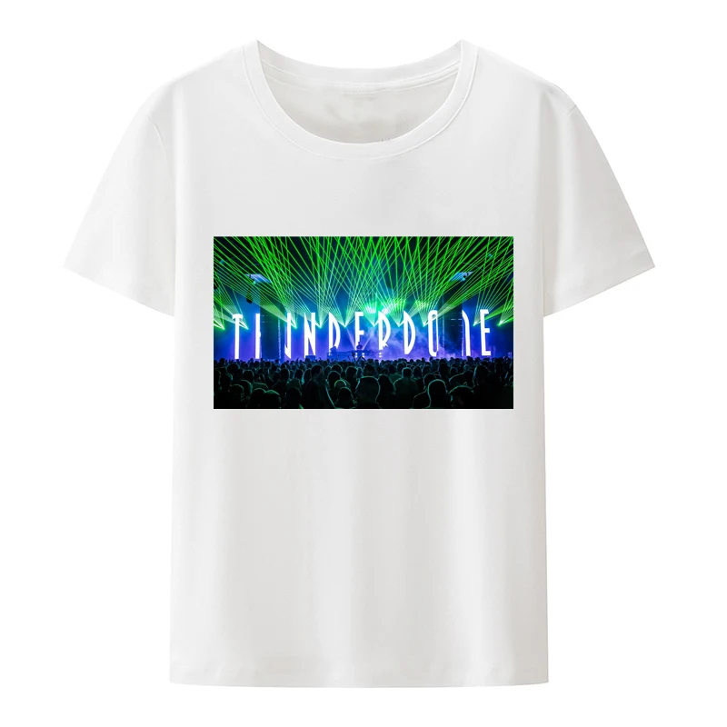 

Thunderdome Music Festival Laser Light Scene Cotton T-shirts Hardcore Music Festival Theme Logo Style Loose Hipster Y2k Tops