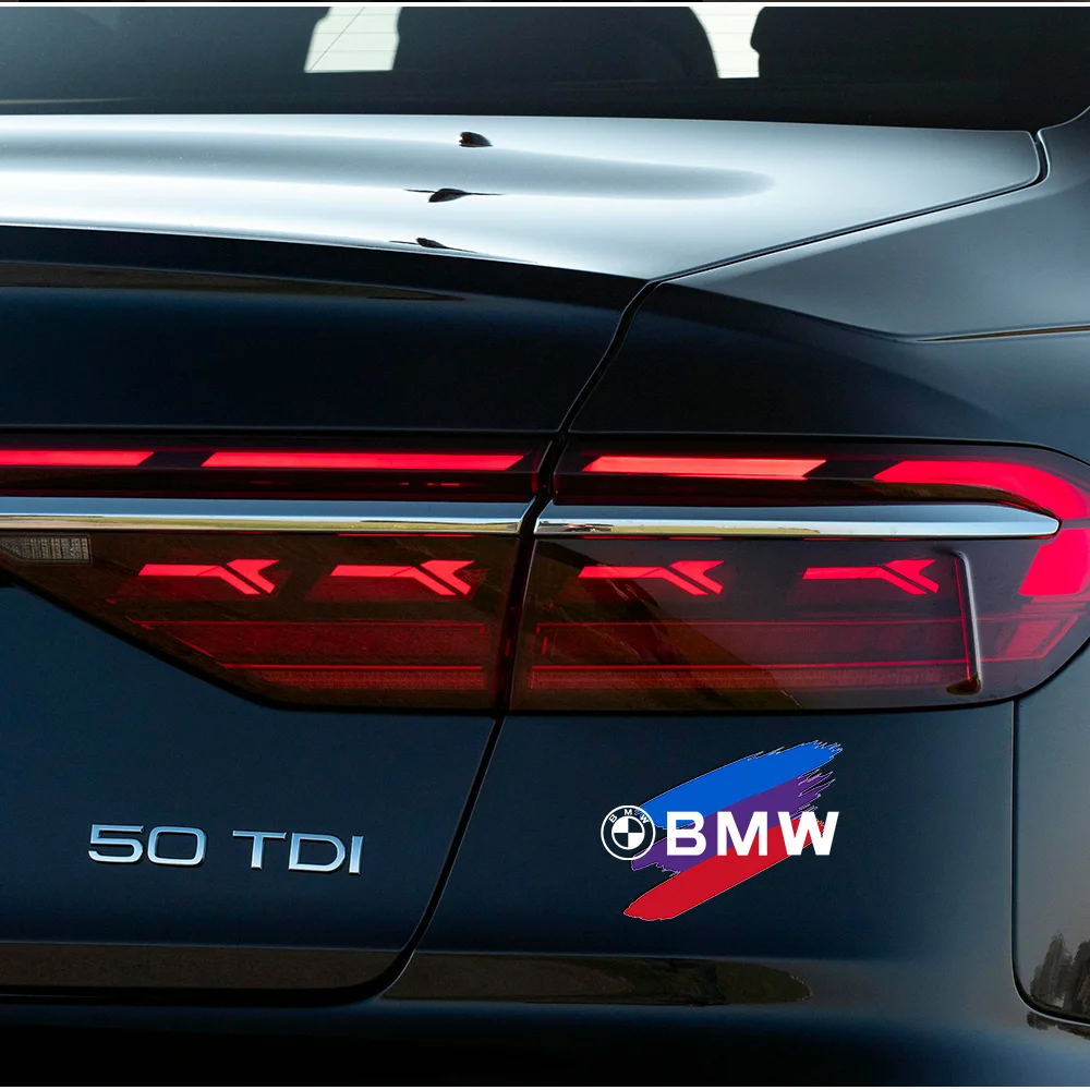 2 szt. trójkolorowych naklejek z PVC do modyfikacji karoserii Akcesoria samochodowe BMW M Performance X3 X5 X6 E46 E53 E60 E70