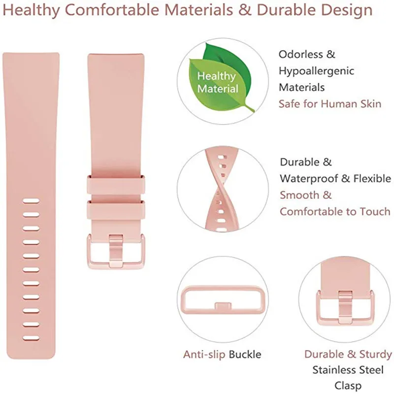 Soft Silicone Secure Adjustable Band For Original Fitbit Versa 2/Versa Lite Band Wristband Strap Bracelet Fit Bit Watch Straps