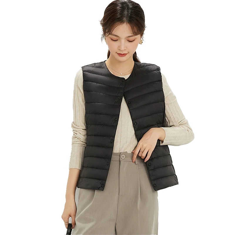 Spring Autumn Women Ultra Light Thin Down Vest White Duck Down Warm Winter Slim Waistcoat Under Parka Female Portable Outwear