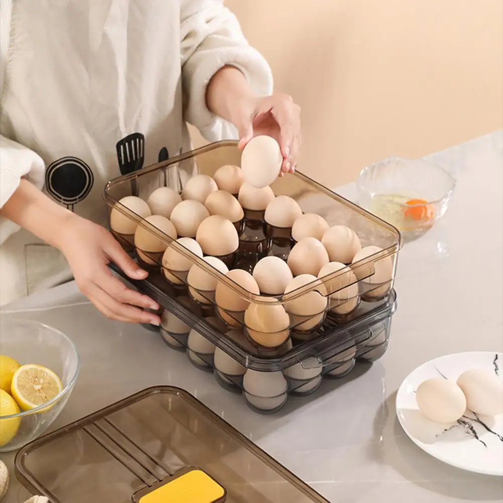 

Useful Egg Box Separate Grids Reusable Egg Holder Dustproof Clear Storage Box