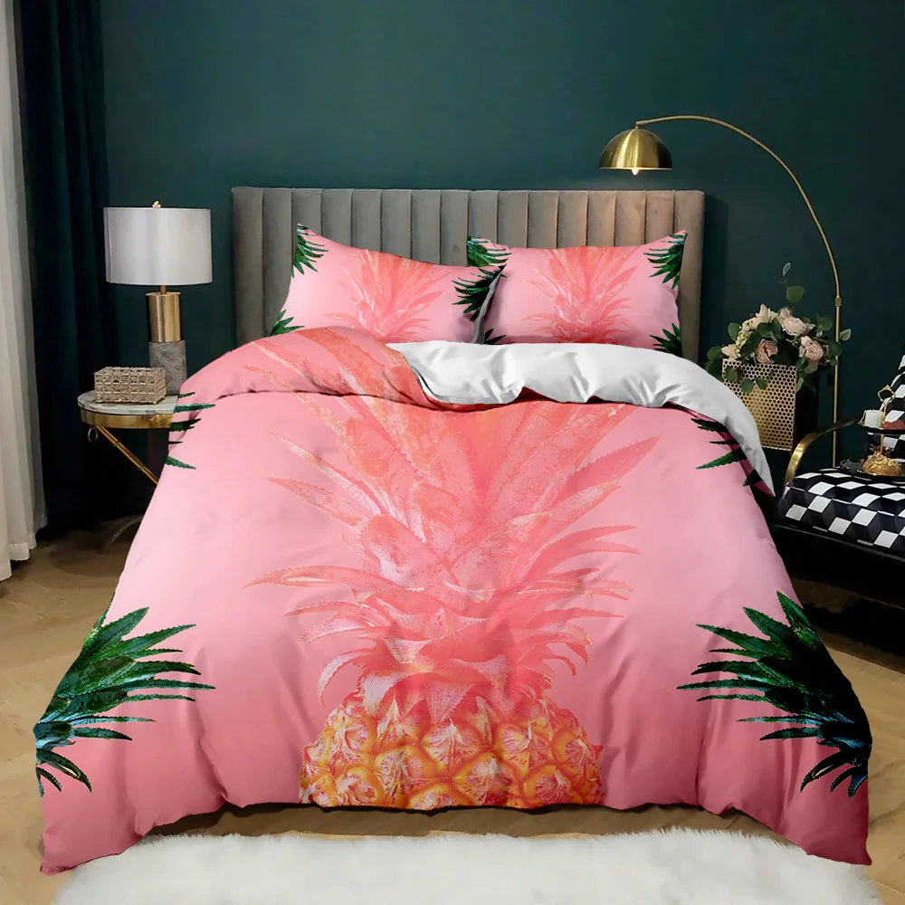 

Pineapple Quilt Cover Queen Size Kid Colorful Pineapple Duvet Cover Girl Teen Adult Bedding Set Fruit Polyester Comforter Cover