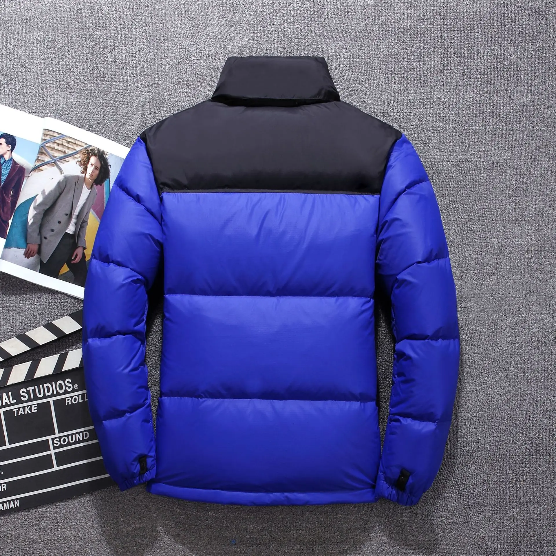 7 Color Men's Splicing Down Jacket Plush Thickened Winter Warm Coat Basic Simple Fashion Casual Male Clothing