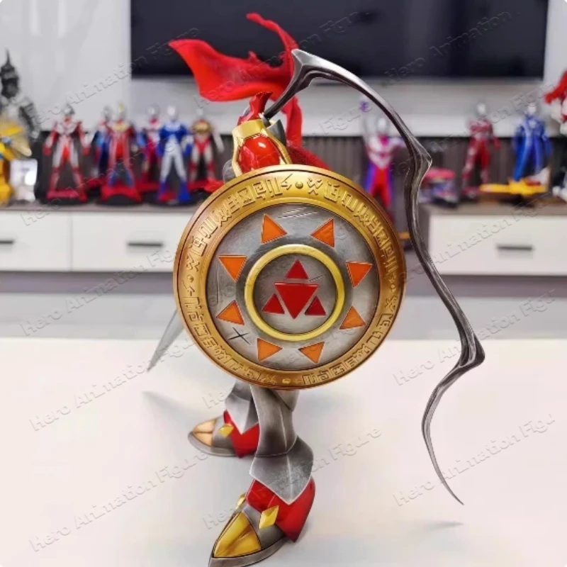 Фото Фигурка Digimon Gallantmon 40 см, рыцарь, из ПВХ, изысканная статуэтка с плащом, коллекционная аниме-модель, игрушка, украшение для стола, подарок для мальчика №4