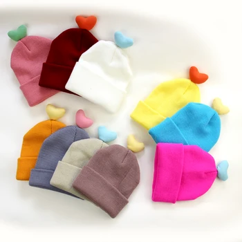 2 Size Newborn Kids Winter Knitted LOVE Beanie Girls Boys Candy Colors Skullcap Hat Child Solid Bonnet Infant Crochet Gorra Bebe