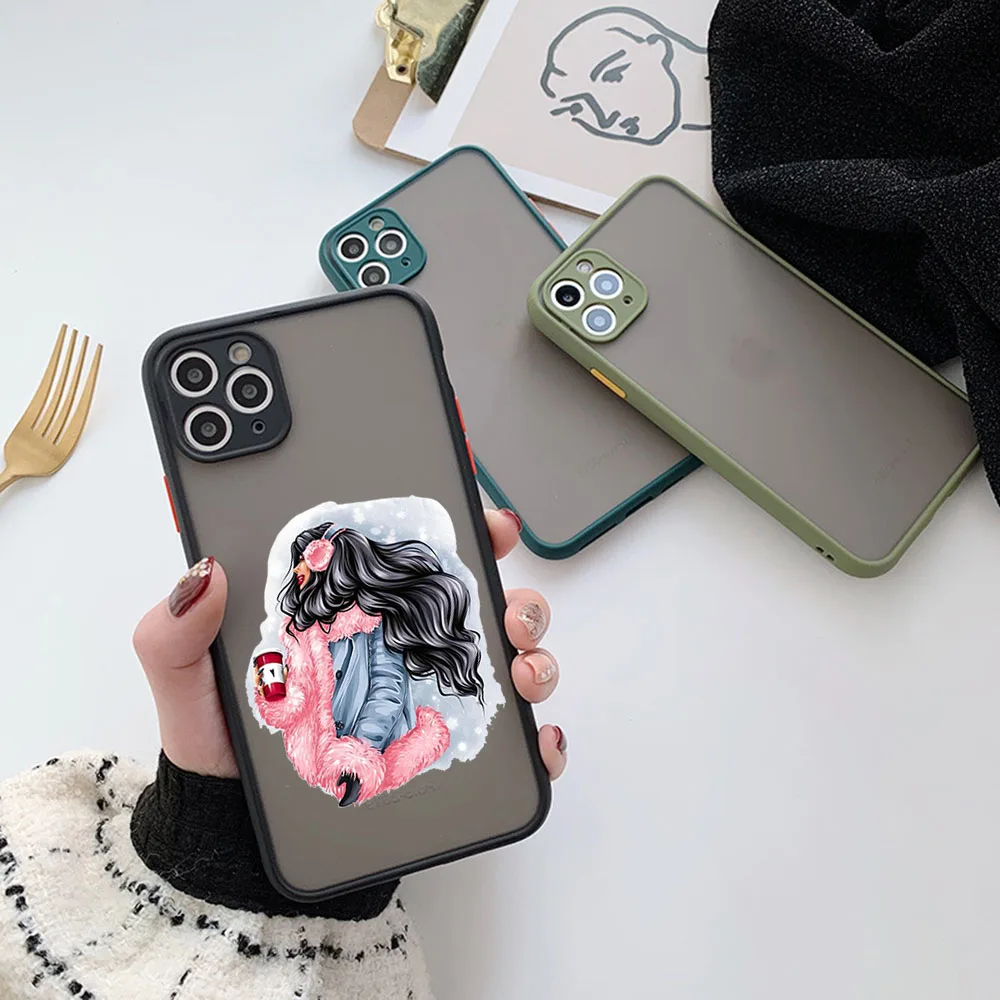 Полупрозрачный чехол для телефона Skin Feel iPhone 16 Pro Max 15 14 13 12 11 7 8 Plus SE Mini XR X Christmas Beauty