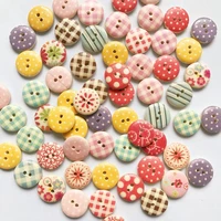 50 color mixed buttons 15mm wooden 2 hole flat bottom button classic spotted painted wood handmade diy childrens button