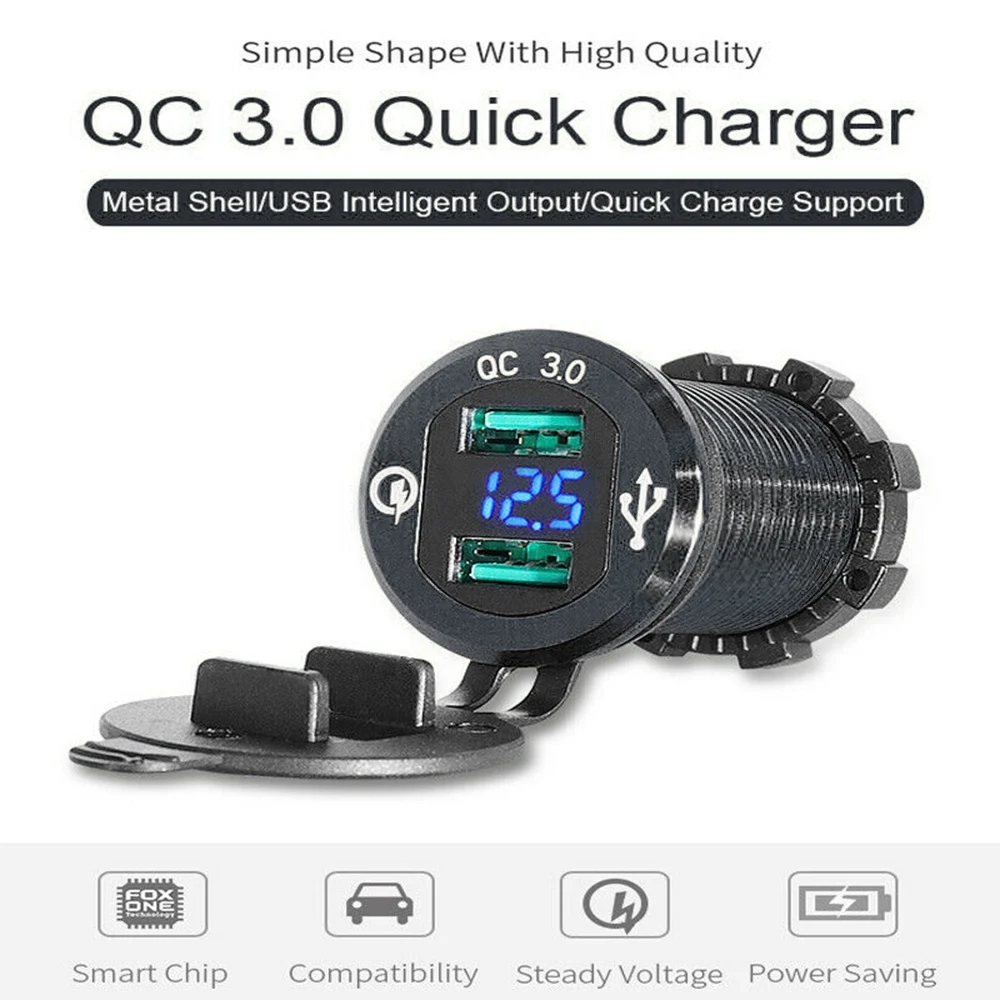 Двойной USB-зарядный разъем Qc3.0 адаптер Voiture Universel Chargeur Usb 12-24 В