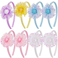 5 colors new big flower headband for girls handmade bling bling sequins hairband birthday party hair accessories gifts