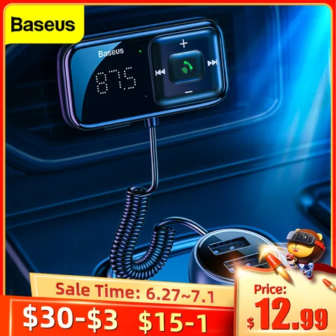 Baseus FM модулятор передатчик Bluetooth 5,0 FM радио 3.1A USB Автомобильное зарядное устройство Handsfree автомобильный комплект беспроводной Aux аудио fm-пере...