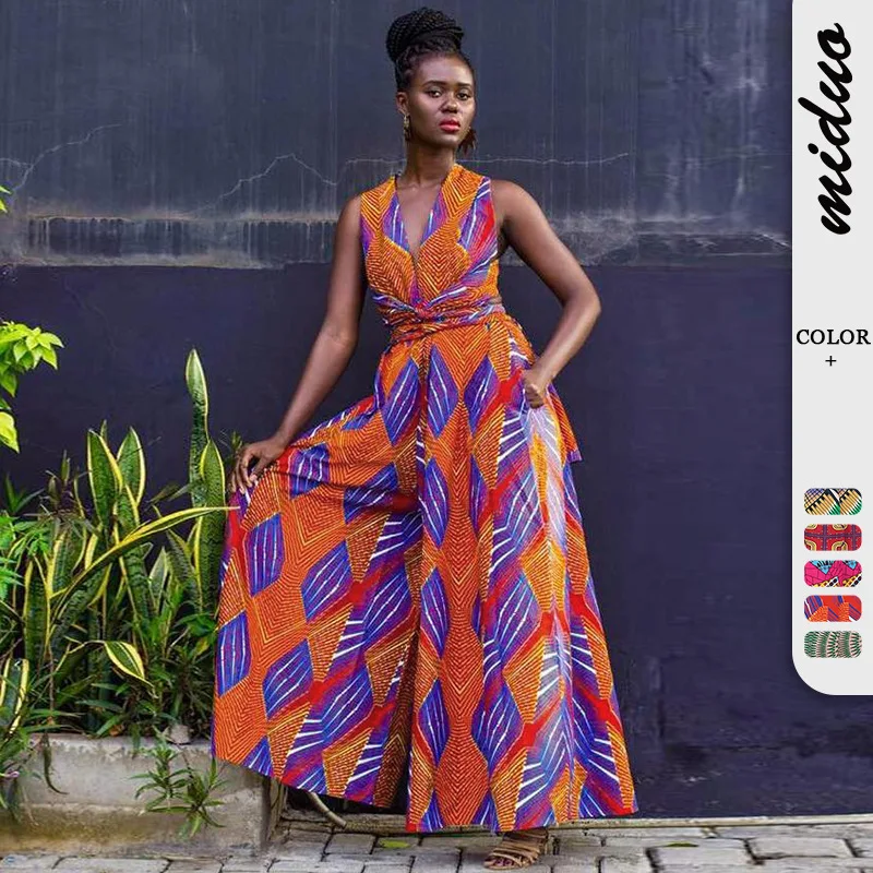 

Платье YKSCO женское в африканском стиле, модный бандажный комбинезон с винтажным принтом, длинная юбка, аксессуары для одежды, несколько способов ношения