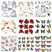 diy sticker patch for clothes unicorn flowers mini size iron on patches heat transfer for baby t shirt jeans stickers patch