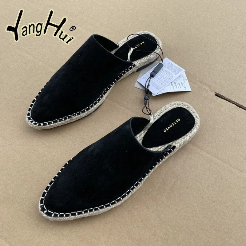 

Женские шлепанцы в рыбацком стиле Baotou, черные шлепанцы без задника, с плоской подошвой, лето 2023