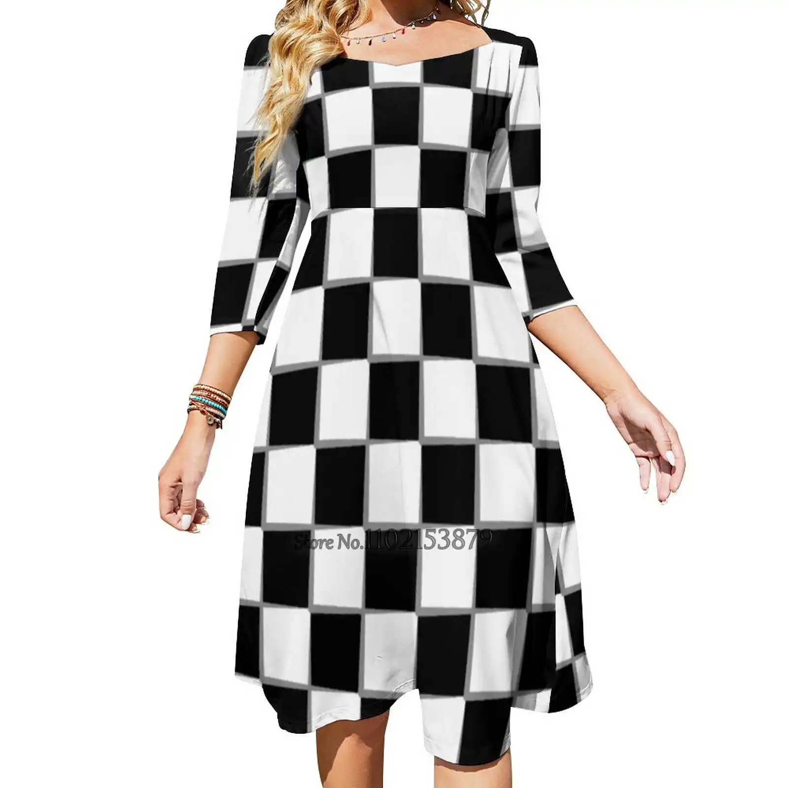 

Платье с открытой спиной и флагом в клетку, платье с квадратным вырезом, милое элегантное платье Indycar Sbk Superbikes Dtm Racing Wec Rally